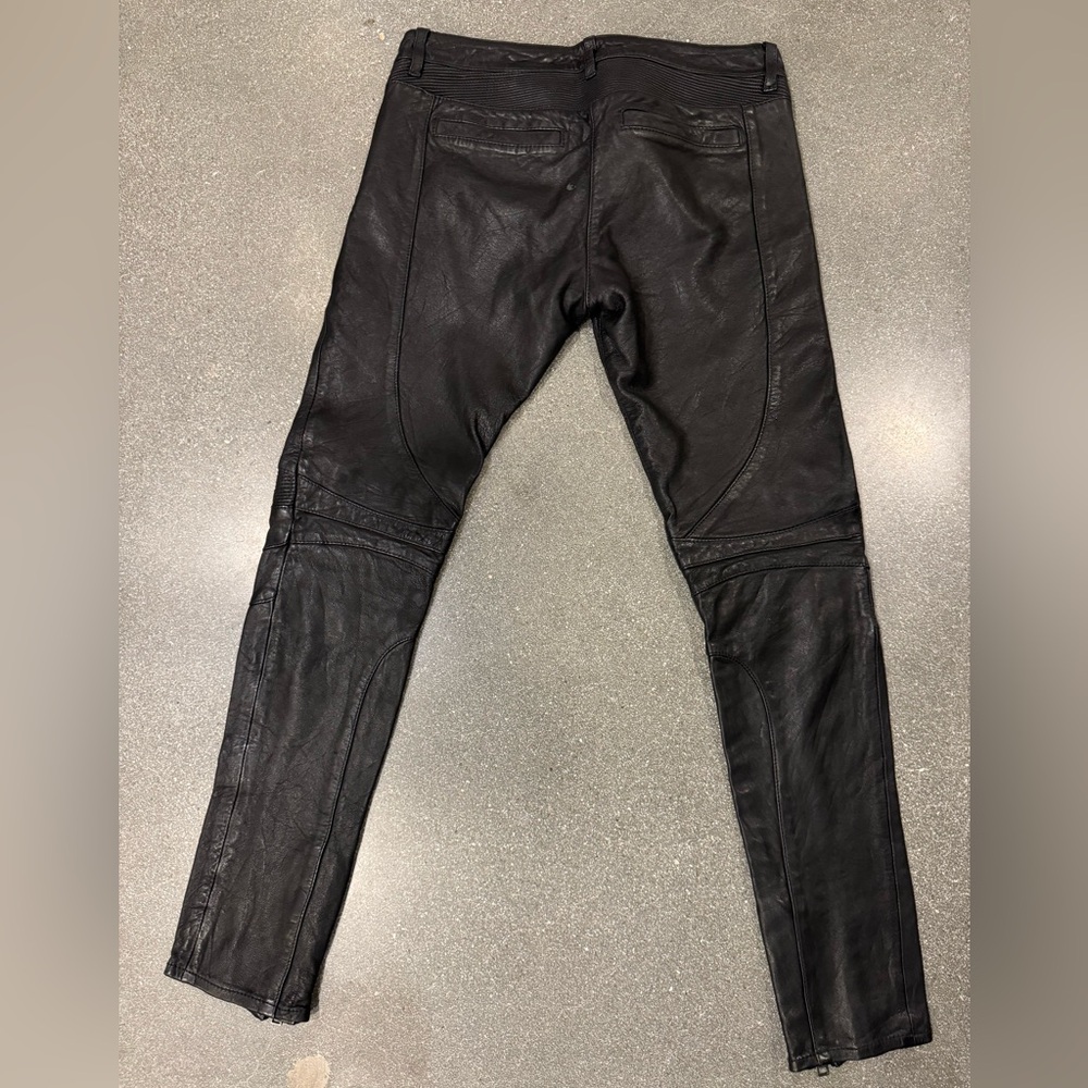 Black AllSaints Moto Men’s Leather Pants